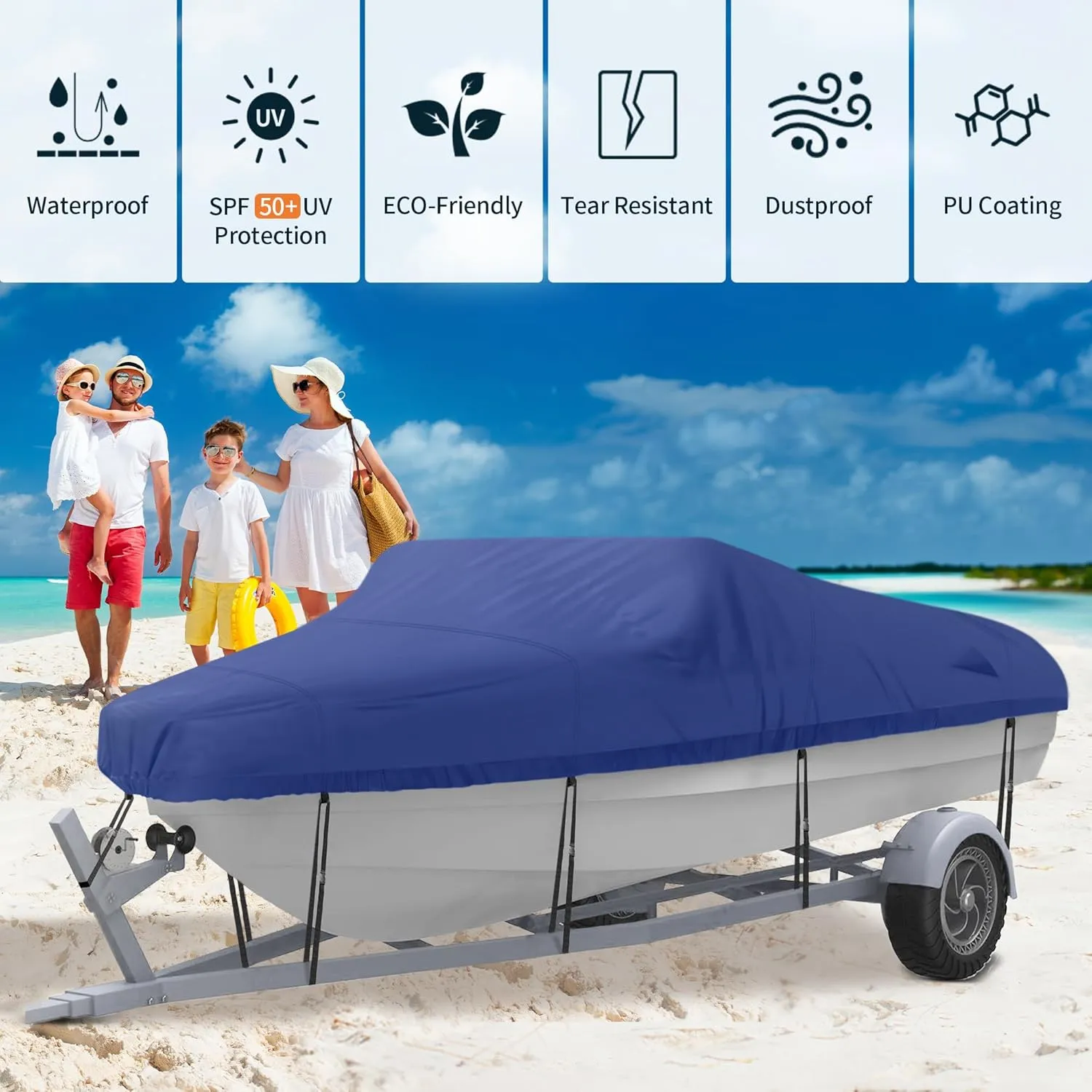 NEXCOVER Trailerable Boat Cover, Length: 20'-23' Beam Width: up to 100", Waterproof Heavy Duty Cover, Fits V-Hull, TRI-Hull, Runabout, Pro-Style, Bass Boat, Storage Bag & Tightening Straps Included.