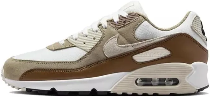 Nike Air Max 90 Men's Shoes (DM0029-109, Summit White/Khaki/Light Orewood Brown/Black) Size 8.5