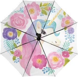Nugier Auto Open/Close Folding Umbrella, Automatic UV Sun Parasol UV Protection, Strong Travel Rain Umbrella