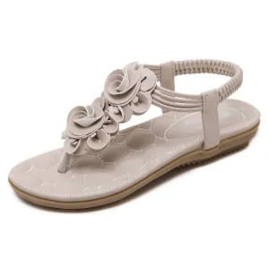 OCW Women Sandal Breathable Light Elastic Clip Toe Elegant Flower Thong Flip Flop