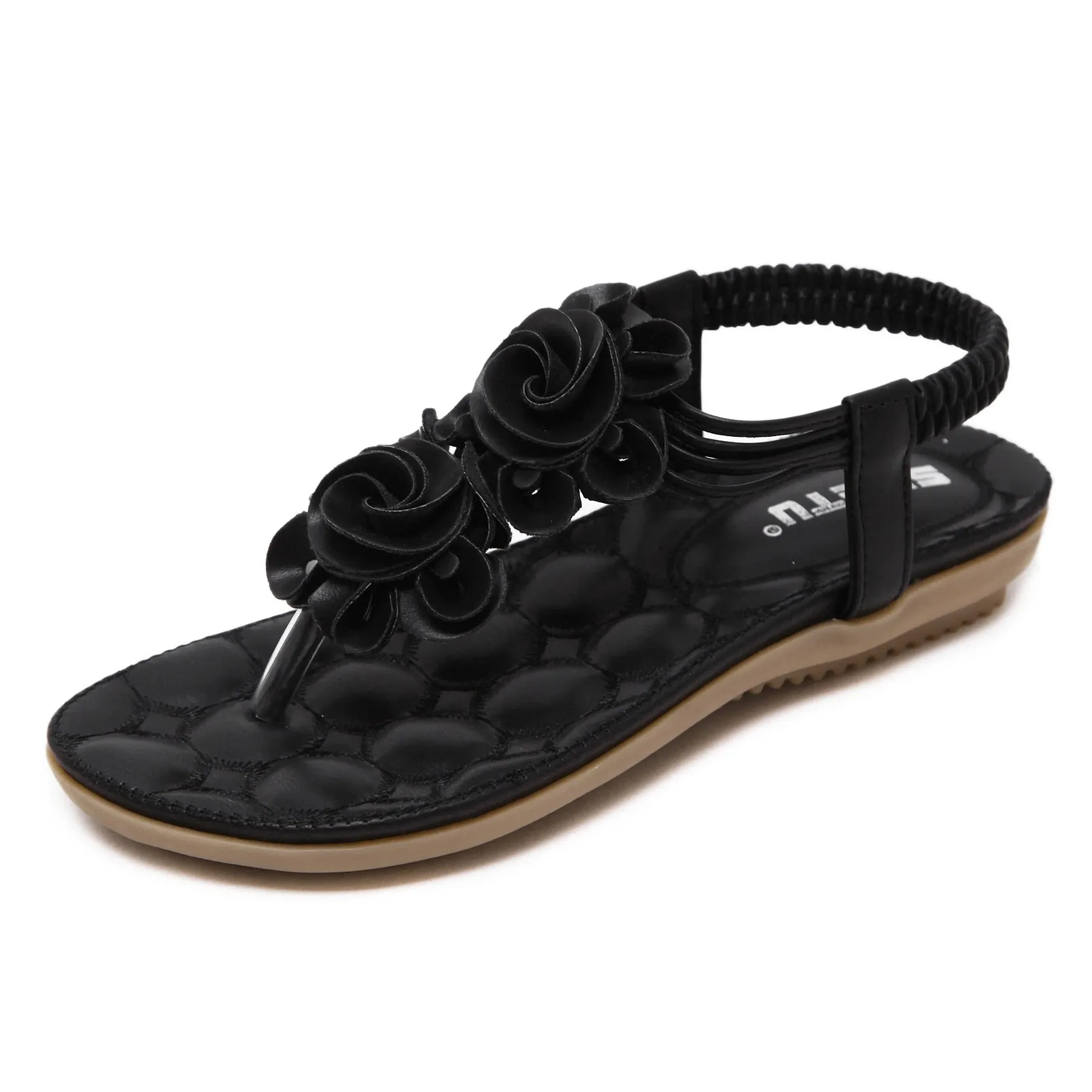 OCW Women Sandal Breathable Light Elastic Clip Toe Elegant Flower Thong Flip Flop