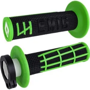 ODI V2 2.0 LOCK ON EMIG MOTORCYCLE GRIPS DIRTBIKE OFFROAD MX for 2 & 4 STROKE 7/8"" HANDLEBARS TWIST THROTTLE BLACK/GREEN USA MADE