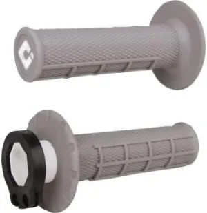 ODI V2 LOCK ON HALF WAFFLE MOTORCYCLE GRIPS DIRTBIKE OFFROAD MX for 2 & 4 STROKE 7/8"" HANDLEBARS TWIST THROTTLE GREY USA MADE, GRAY
