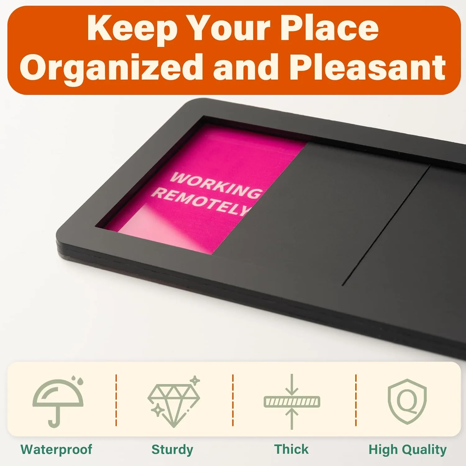 Office Door Signs 5 Options Do Not Disturb, Please Knock, In A Meeting, Out Of Office, Working Remotely Privacy Door Slider Sign for Meeting & Conference Room Black