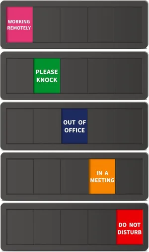 Office Door Signs 5 Options Do Not Disturb, Please Knock, In A Meeting, Out Of Office, Working Remotely Privacy Door Slider Sign for Meeting & Conference Room Black
