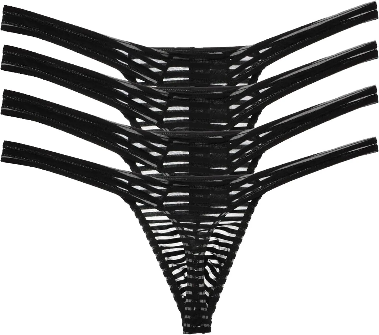 ONEFIT Men's Striped Briefs Mesh Translucent Thongs Low Waist Briefs U Convex New T Pants…