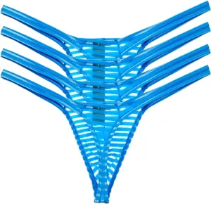 ONEFIT Men's Striped Briefs Mesh Translucent Thongs Low Waist Briefs U Convex New T Pants…