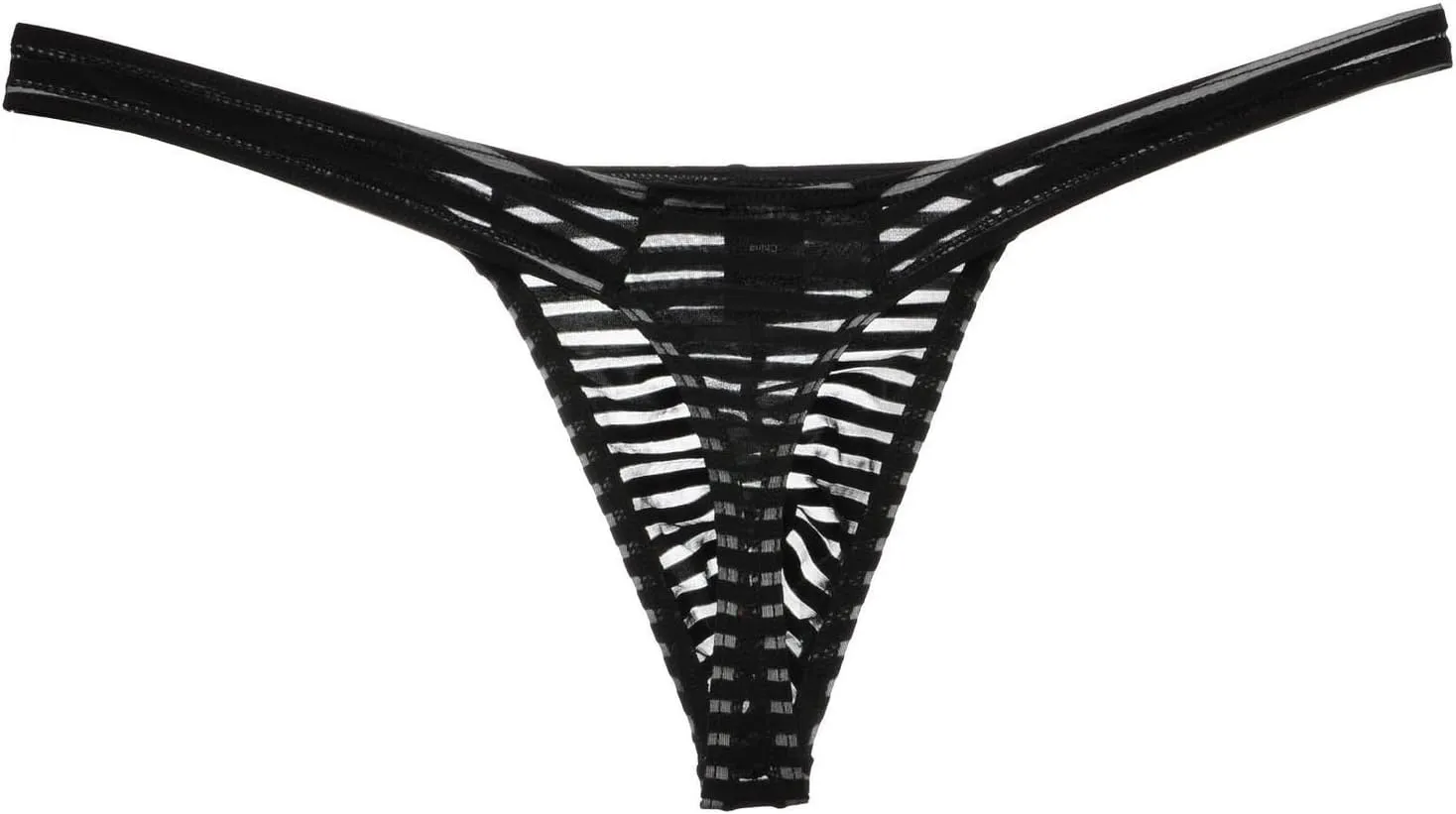 ONEFIT Men's Striped Briefs Mesh Translucent Thongs Low Waist Briefs U Convex New T Pants…