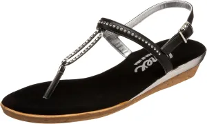 Onex Women's Cabo Thong Sandal,Black/Silver,7 M US