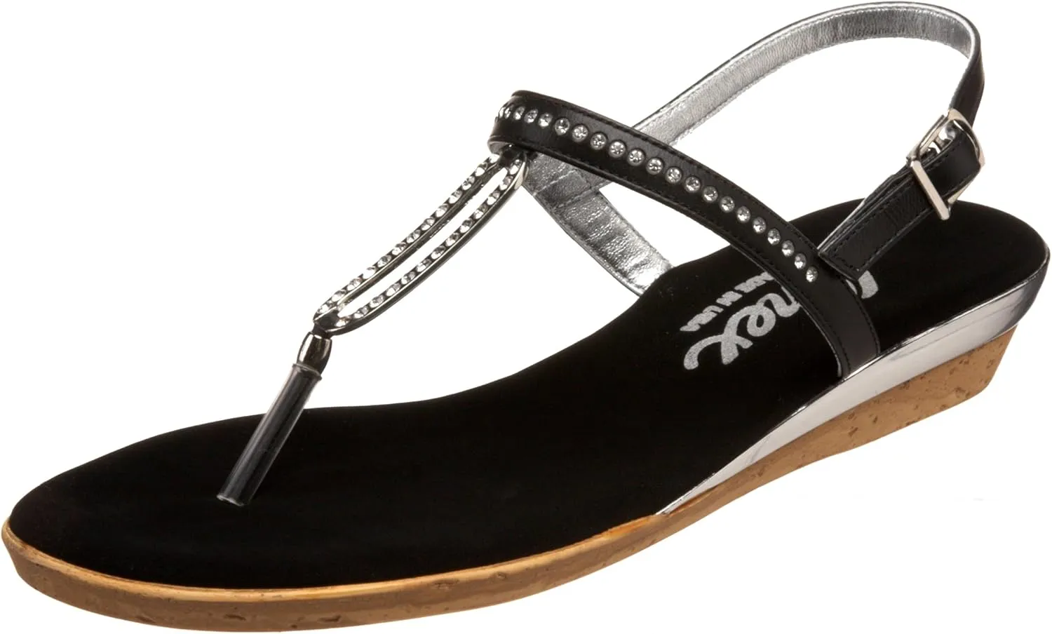Onex Women's Cabo Thong Sandal,Black/Silver,7 M US