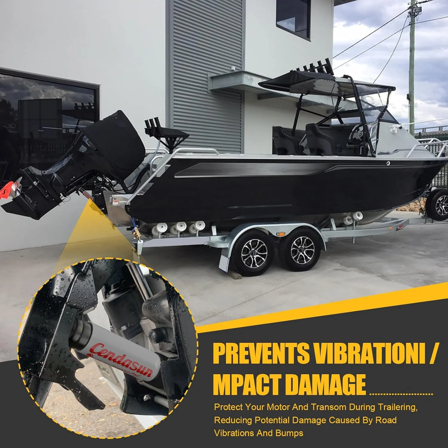 Outboard Motor Support, Outboard Transom Saver, Outboard Trailer Support, Boat Motor Support Fits 3-Ram Trim/Tilt Systems, Wedge Transom Saver Motor Compatible with Yamaha
