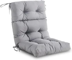 Outdoor/Indoor High Back Chair Cushion - Waterproof All-Weather Stuffed High Rebound Foam Adirondack Seat/Back for Outdoor Furniture, Grey