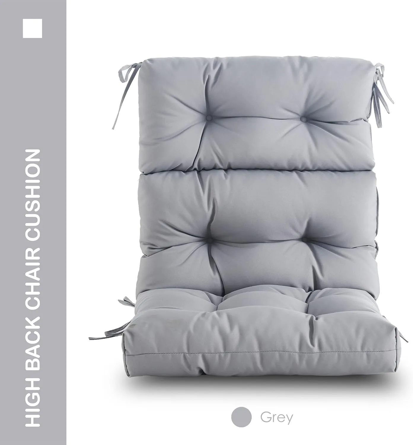 Outdoor/Indoor High Back Chair Cushion - Waterproof All-Weather Stuffed High Rebound Foam Adirondack Seat/Back for Outdoor Furniture, Grey