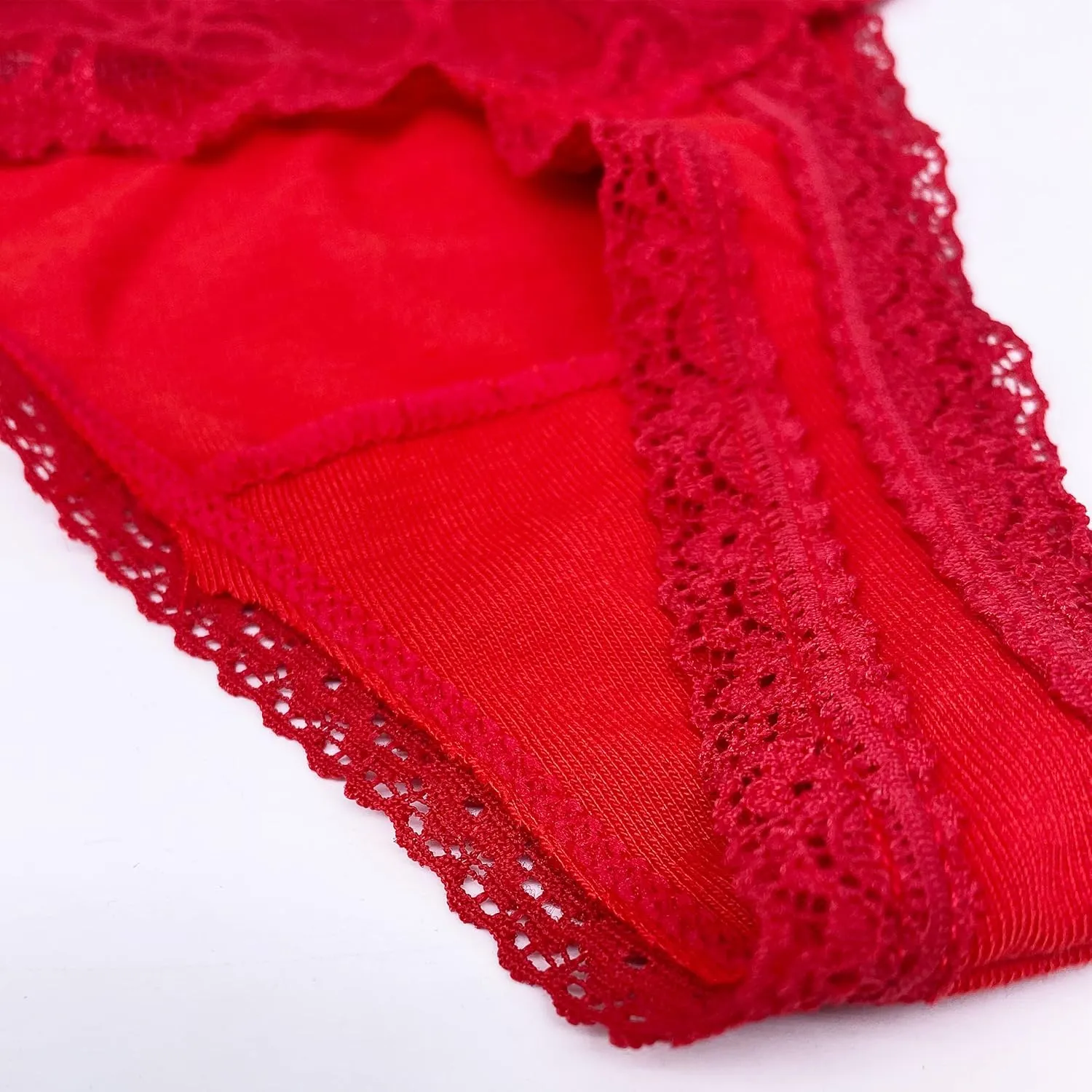 Pack 6 High Waisted Lace Thong for Women Cotton Underwear Plus Size High Rise Retro Tummy Control Thongs Panties
