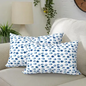 Pack of 2 Waterproof Outdoor Lumbar Pillow with Inserts, Rectangle Decorative Patio Throw Pillow for Home, Sofa,Bench and Patio Furniture (12 x 20 in,Brush Blue)