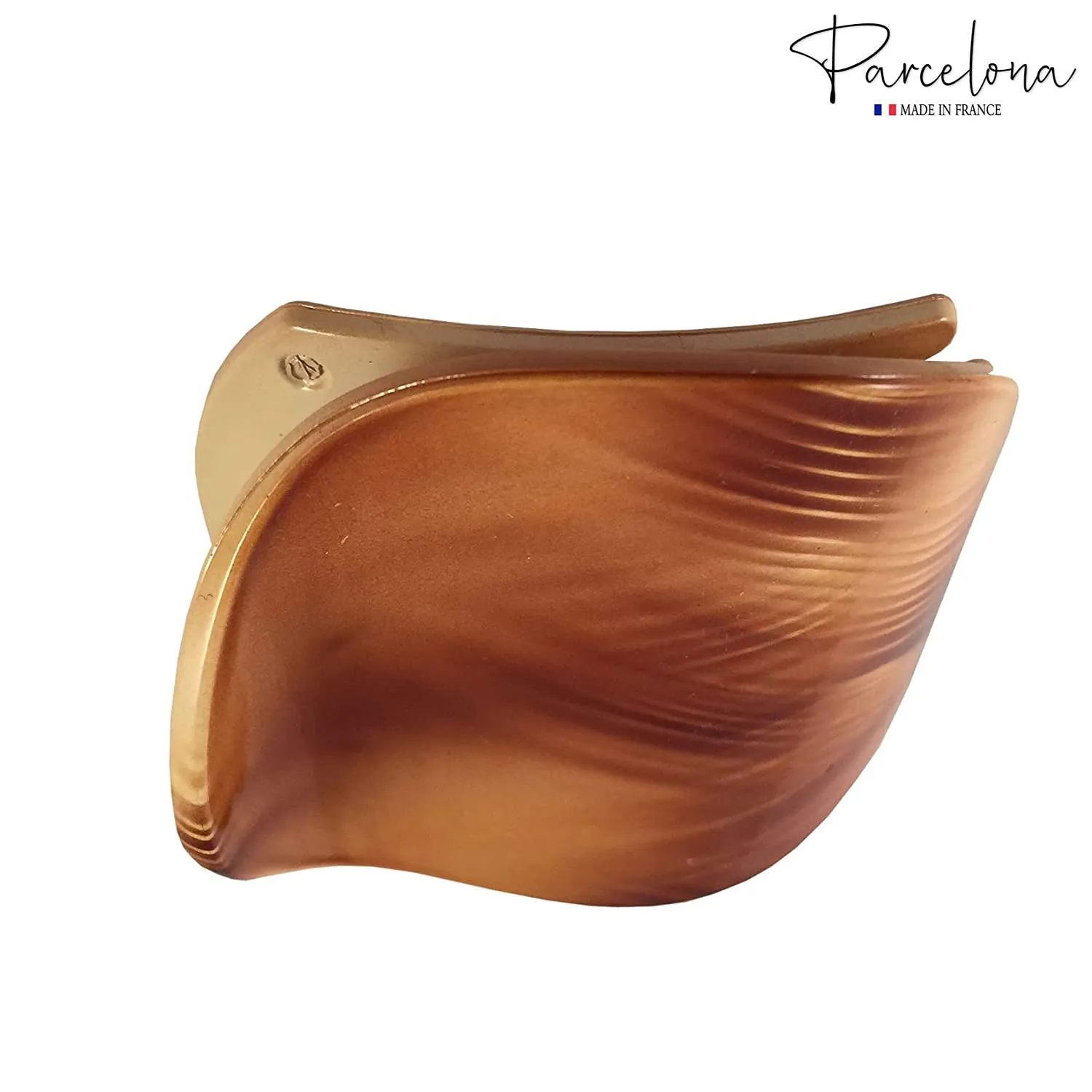Parcelona France Onde Beige Waves 2 3/4" Celluloid Side Slide in Secure Grip Hair Up do Hinge Duck Hair Claw for Women and Girls
