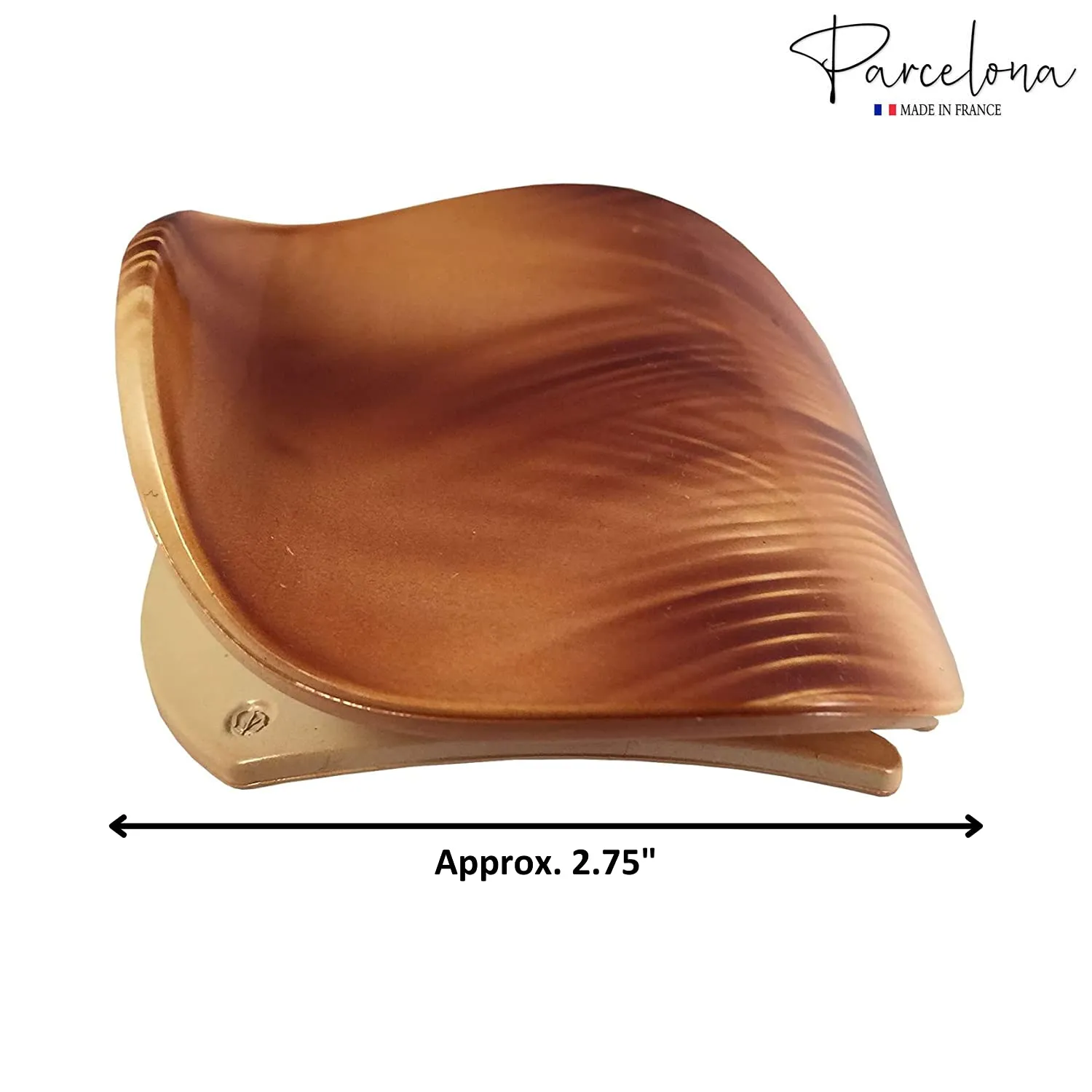 Parcelona France Onde Beige Waves 2 3/4" Celluloid Side Slide in Secure Grip Hair Up do Hinge Duck Hair Claw for Women and Girls