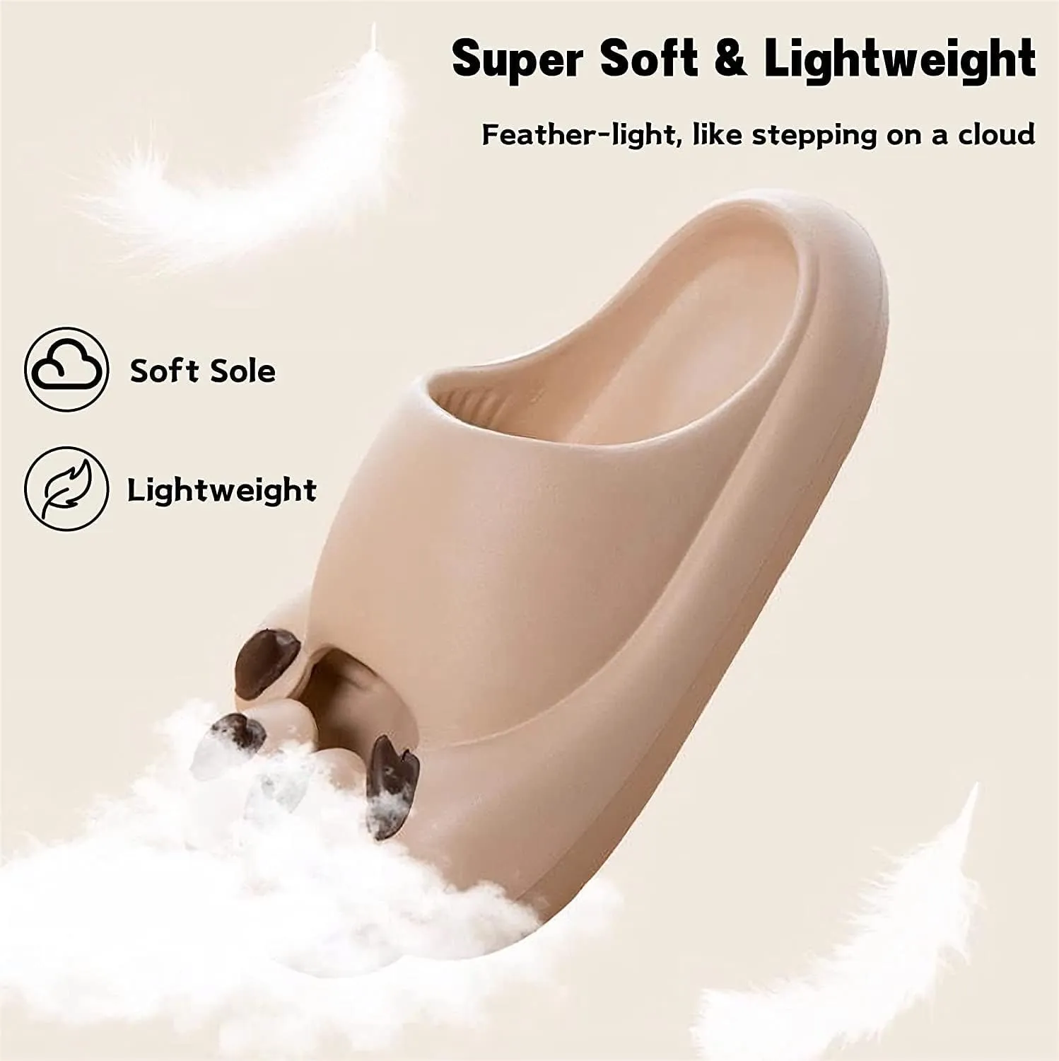 pearlzone Cat Paw Slippers,Cute Funny Animal House Slippers,Non-Slip Pillow Shower Slides,EVA Thick Soft Shower Sandals, Summer Couples Spa Slippers for Indoor and Outdoor