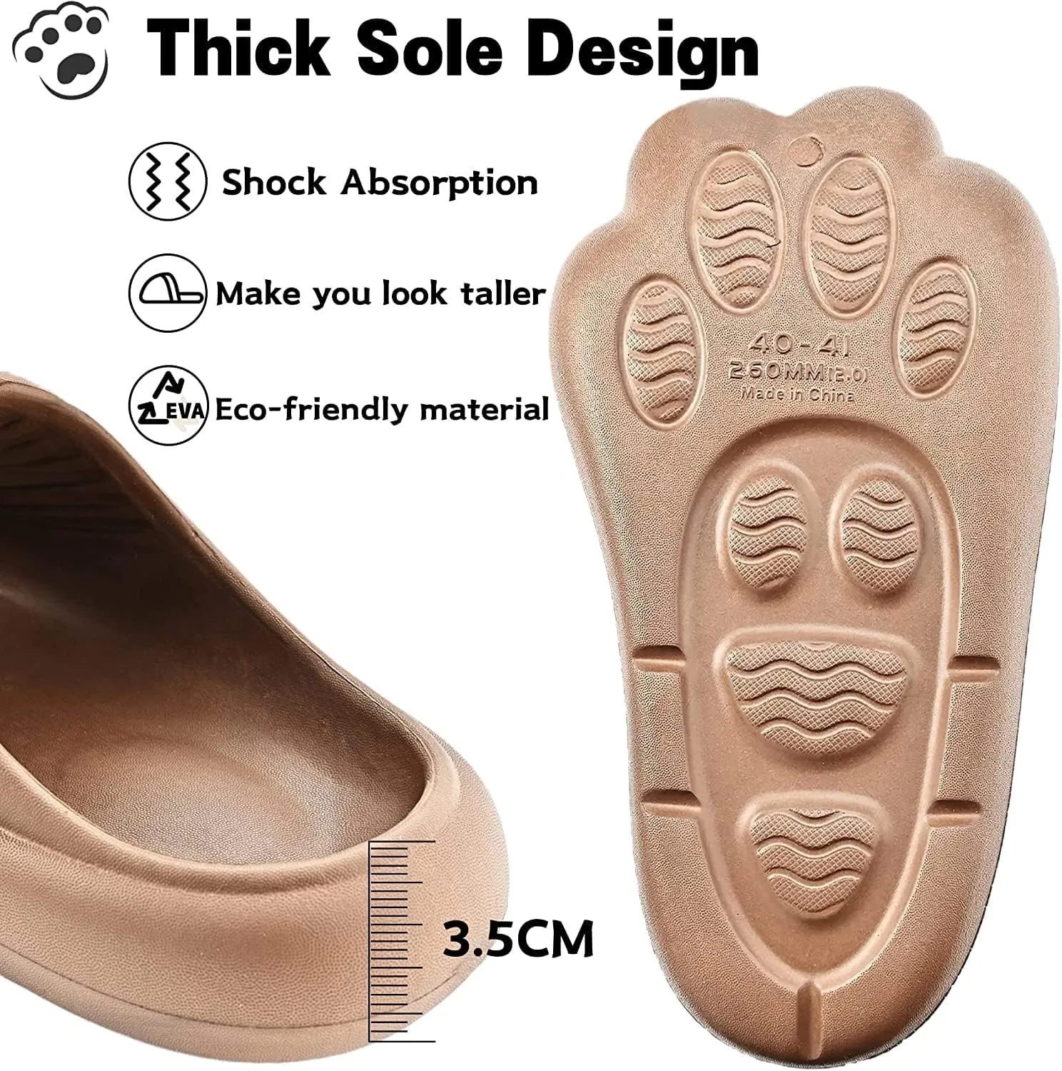 pearlzone Cat Paw Slippers,Cute Funny Animal House Slippers,Non-Slip Pillow Shower Slides,EVA Thick Soft Shower Sandals, Summer Couples Spa Slippers for Indoor and Outdoor