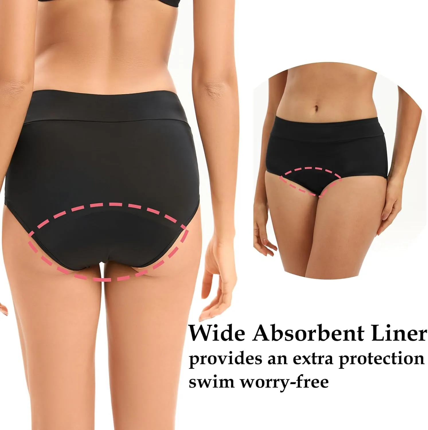 Period Swimwear Swimsuit Bottoms Swim Bottoms Leakproof Bathing Suit Bikini Bottoms for Womens Teens Girls