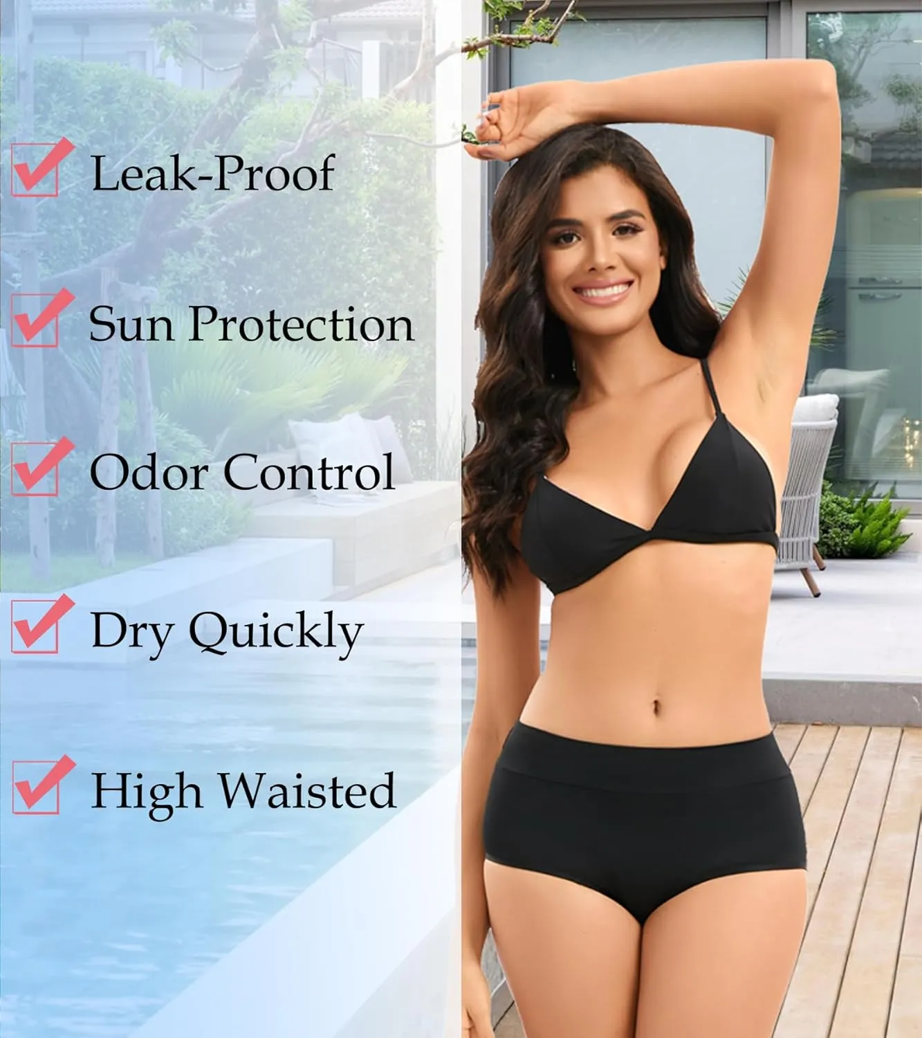 Period Swimwear Swimsuit Bottoms Swim Bottoms Leakproof Bathing Suit Bikini Bottoms for Womens Teens Girls