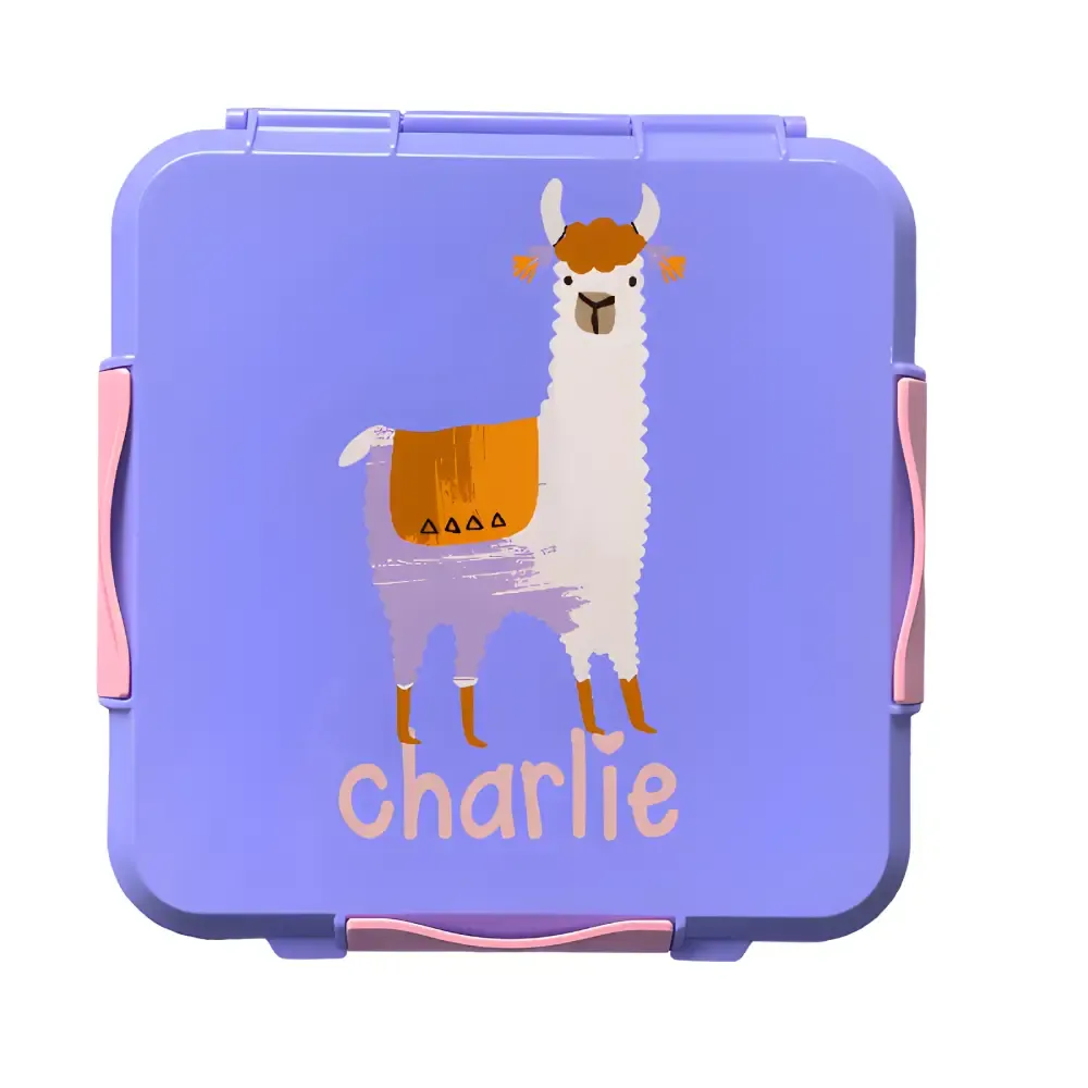 Personalised Purple Lunch Box - Llama