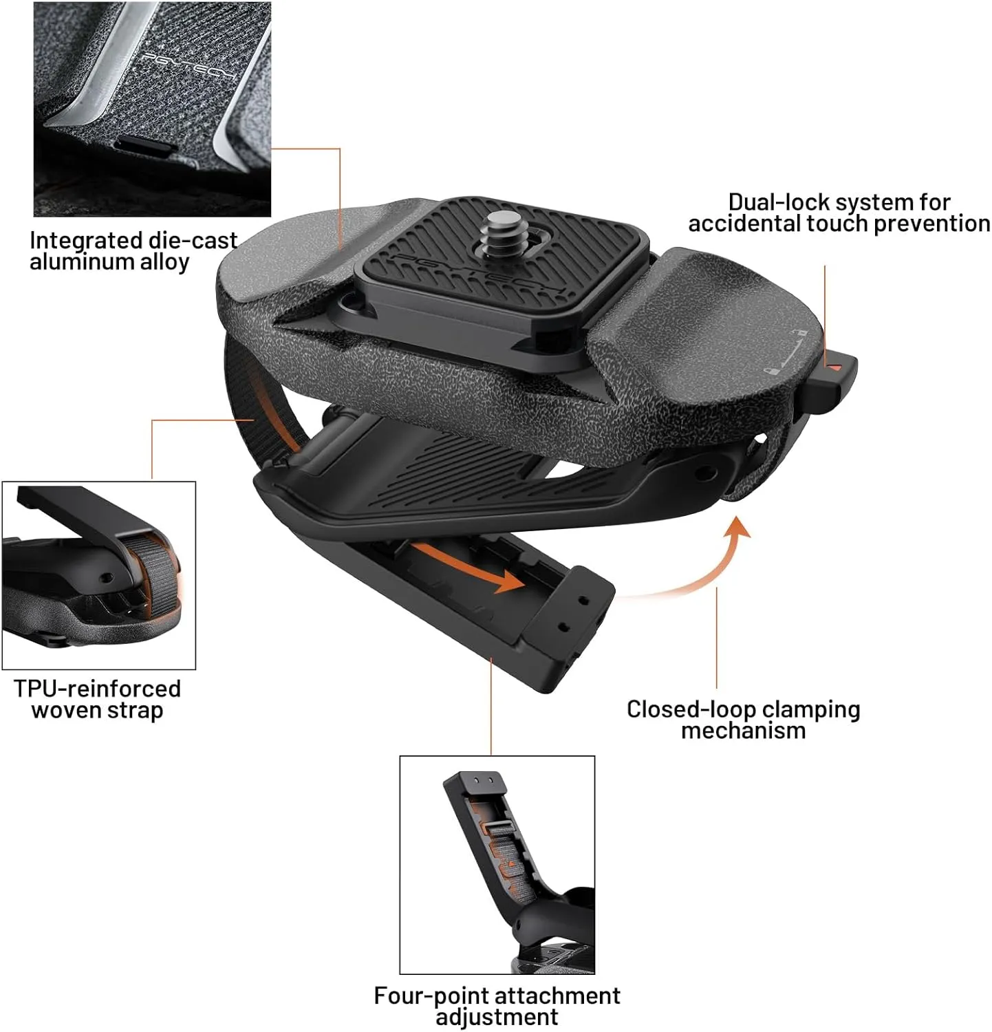PGYTECH 2025 New Version Beetle Camera Clip V2 with Plate, Quick Release Camera Backpack Clip, Arca-Swiss Compatible, SnapLock System for Sony/Nikon/Fuji/DSLR Cameras, Instant Mounting & Hands Free