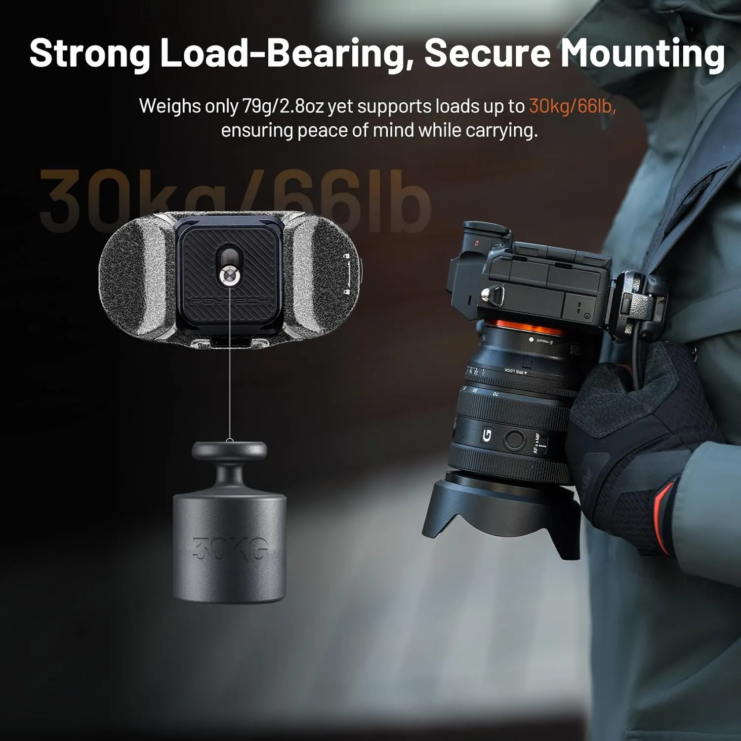 PGYTECH 2025 New Version Beetle Camera Clip V2 with Plate, Quick Release Camera Backpack Clip, Arca-Swiss Compatible, SnapLock System for Sony/Nikon/Fuji/DSLR Cameras, Instant Mounting & Hands Free