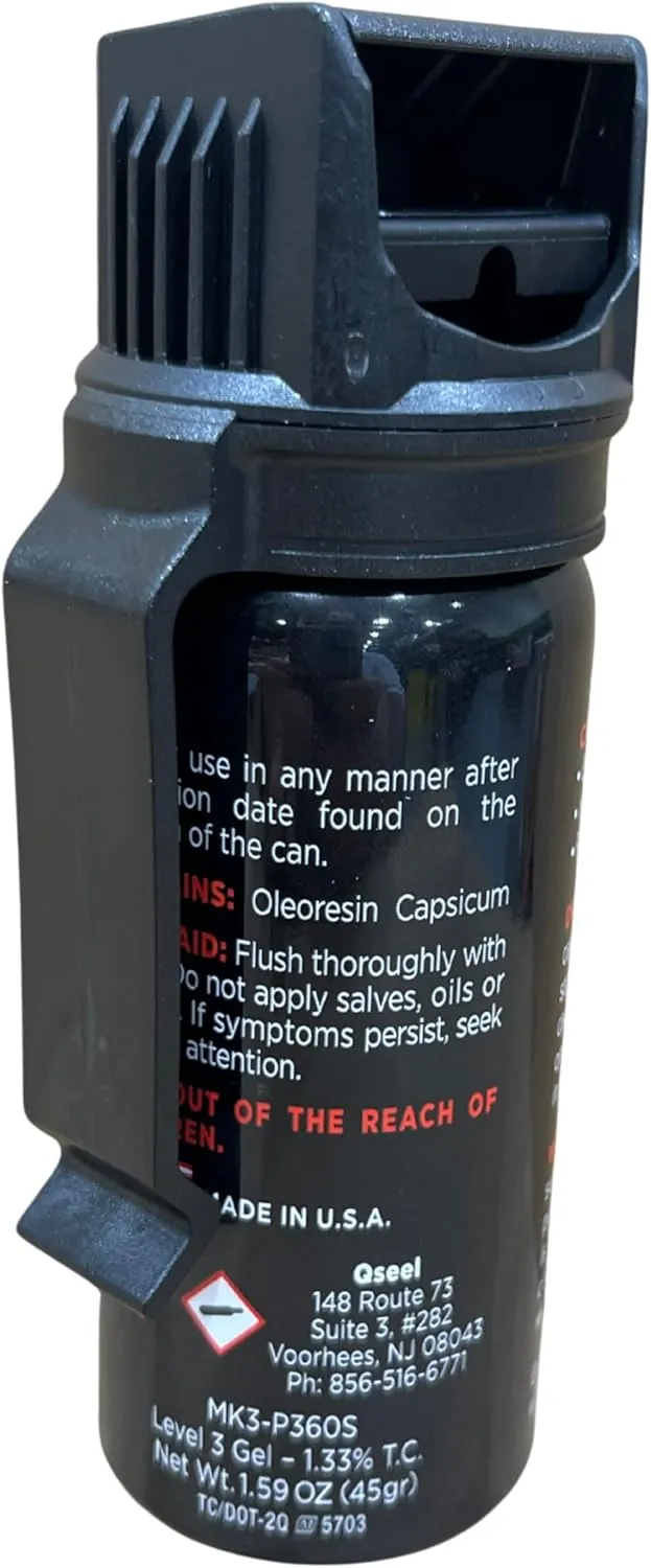 Phoenix P360S Pepper Gel from qseel. Maximum Strength Police & Military Grade Pepper Spray, Gel is Better, Sprays at Any Angle 18 feet, Flip-top Safety and Belt Clip Included