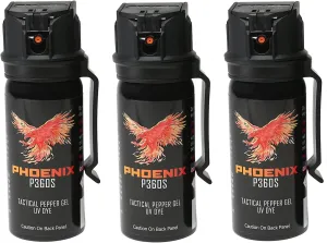 Phoenix P360S Pepper Gel from qseel. Maximum Strength Police & Military Grade Pepper Spray, Gel is Better, Sprays at Any Angle 18 feet, Flip-top Safety and Belt Clip Included
