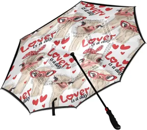 Poeticcity Automatic Large Inverted Rain Umbrella, Sun Anti-UV Parasol, Auto Open/Close Two Layer Car Umbrella with Luminous Reflection