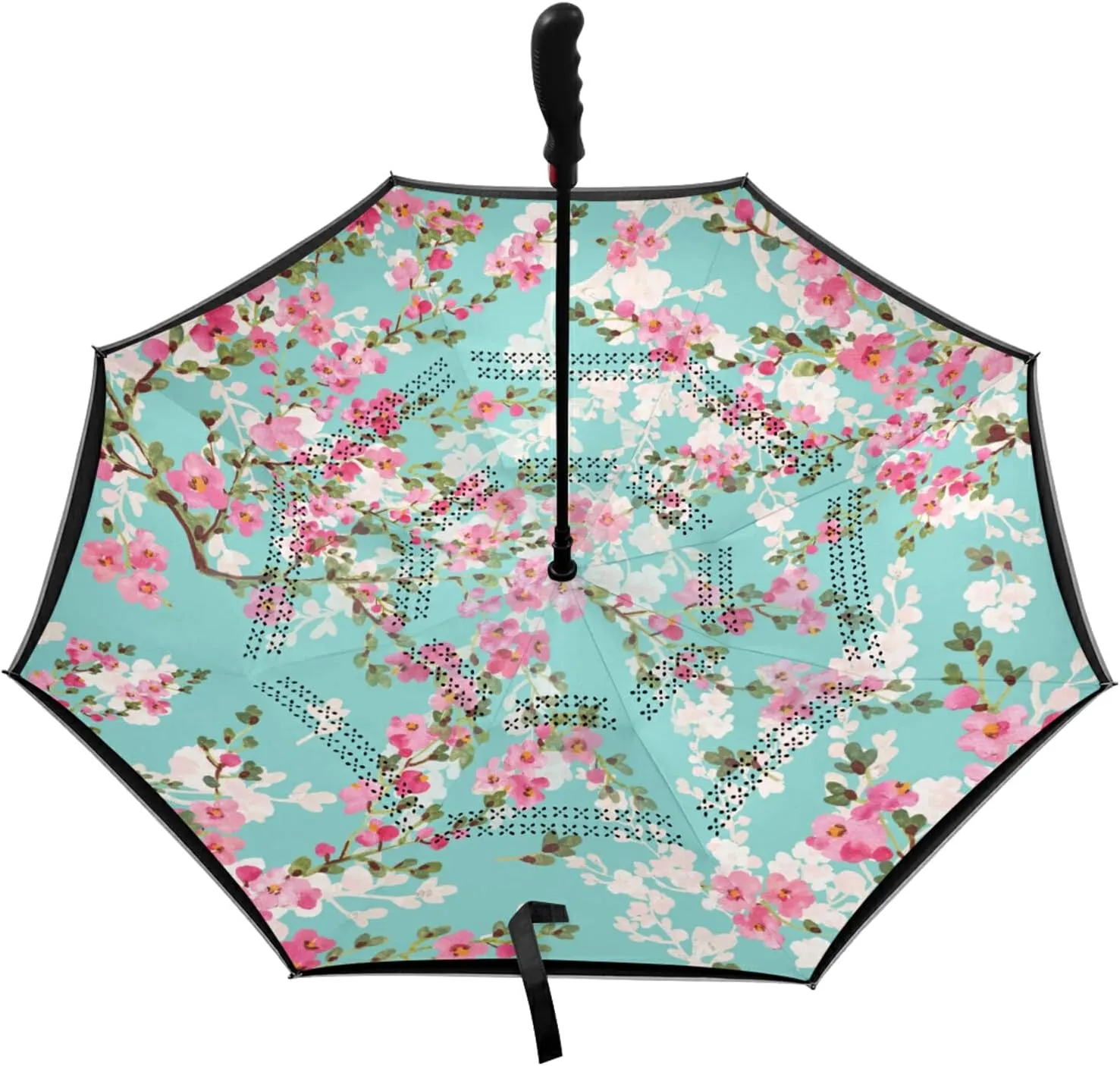 Poeticcity Automatic Large Inverted Rain Umbrella, Sun Anti-UV Parasol, Auto Open/Close Two Layer Car Umbrella with Luminous Reflection