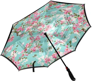 Poeticcity Automatic Large Inverted Rain Umbrella, Sun Anti-UV Parasol, Auto Open/Close Two Layer Car Umbrella with Luminous Reflection
