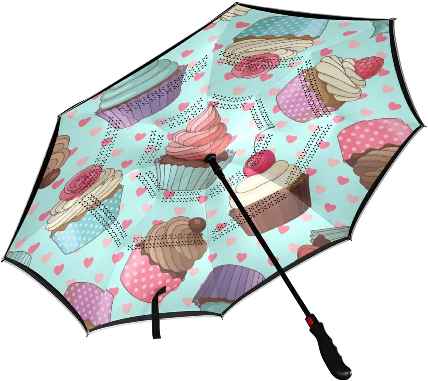 Poeticcity Automatic Large Inverted Rain Umbrella, Sun Anti-UV Parasol, Auto Open/Close Two Layer Car Umbrella with Luminous Reflection