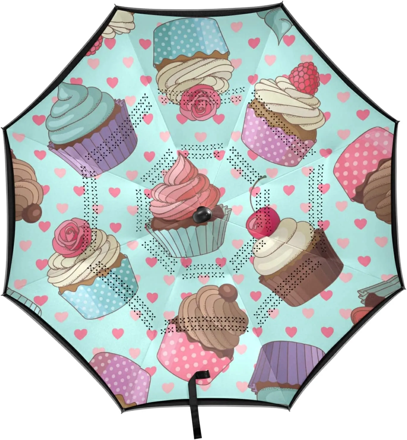 Poeticcity Automatic Large Inverted Rain Umbrella, Sun Anti-UV Parasol, Auto Open/Close Two Layer Car Umbrella with Luminous Reflection