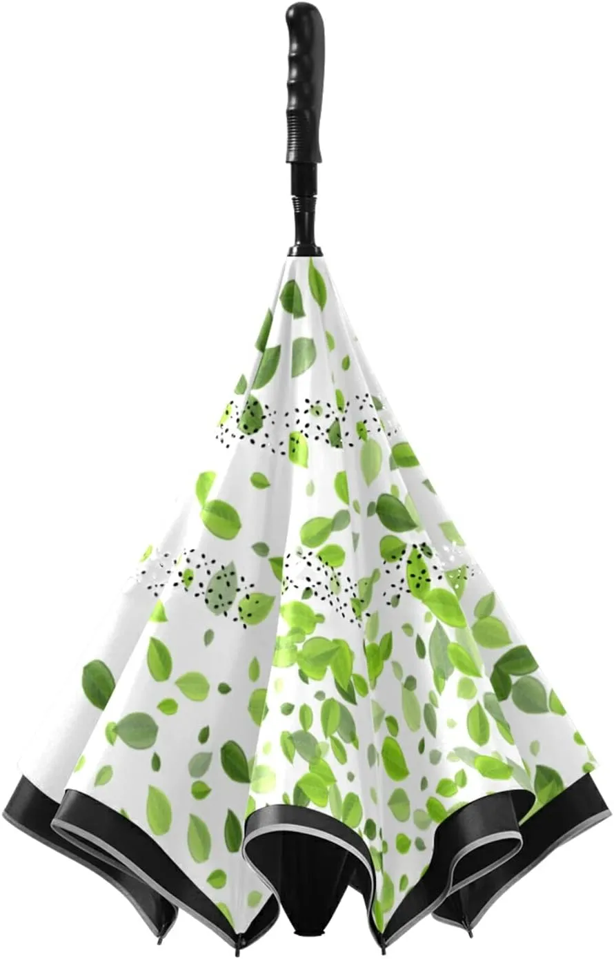 Poeticcity Automatic Large Inverted Rain Umbrella, Sun Anti-UV Parasol, Auto Open/Close Two Layer Car Umbrella with Luminous Reflection