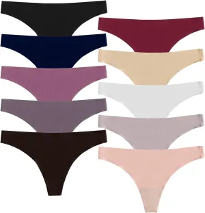 POKARLA Seamless Thongs for Women No Show Underwear Pack of 10