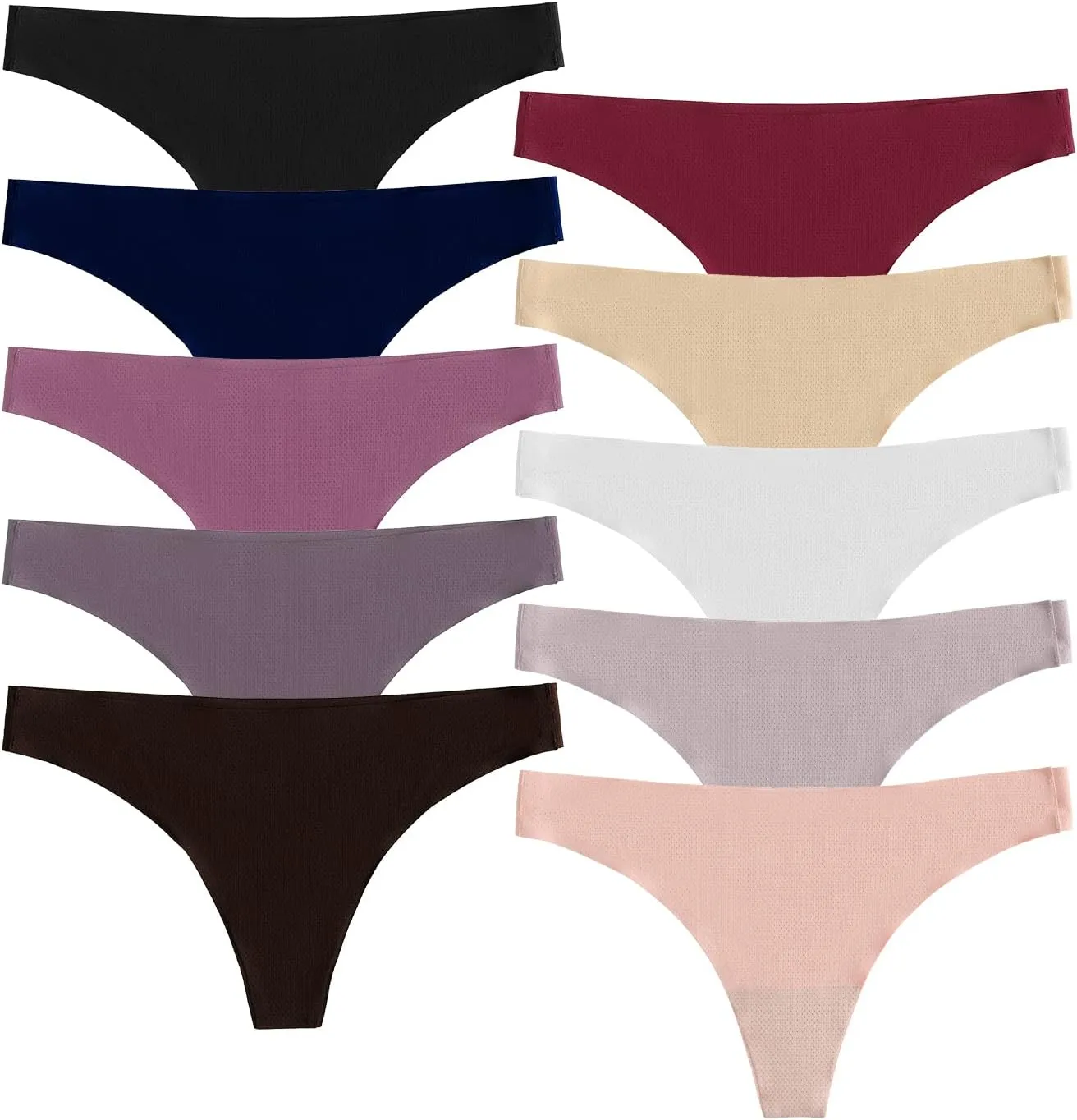 POKARLA Seamless Thongs for Women No Show Underwear Pack of 10