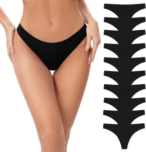 POKARLA Seamless Thongs for Women No Show Underwear Pack of 10