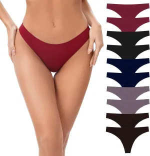POKARLA Seamless Thongs for Women No Show Underwear Pack of 10