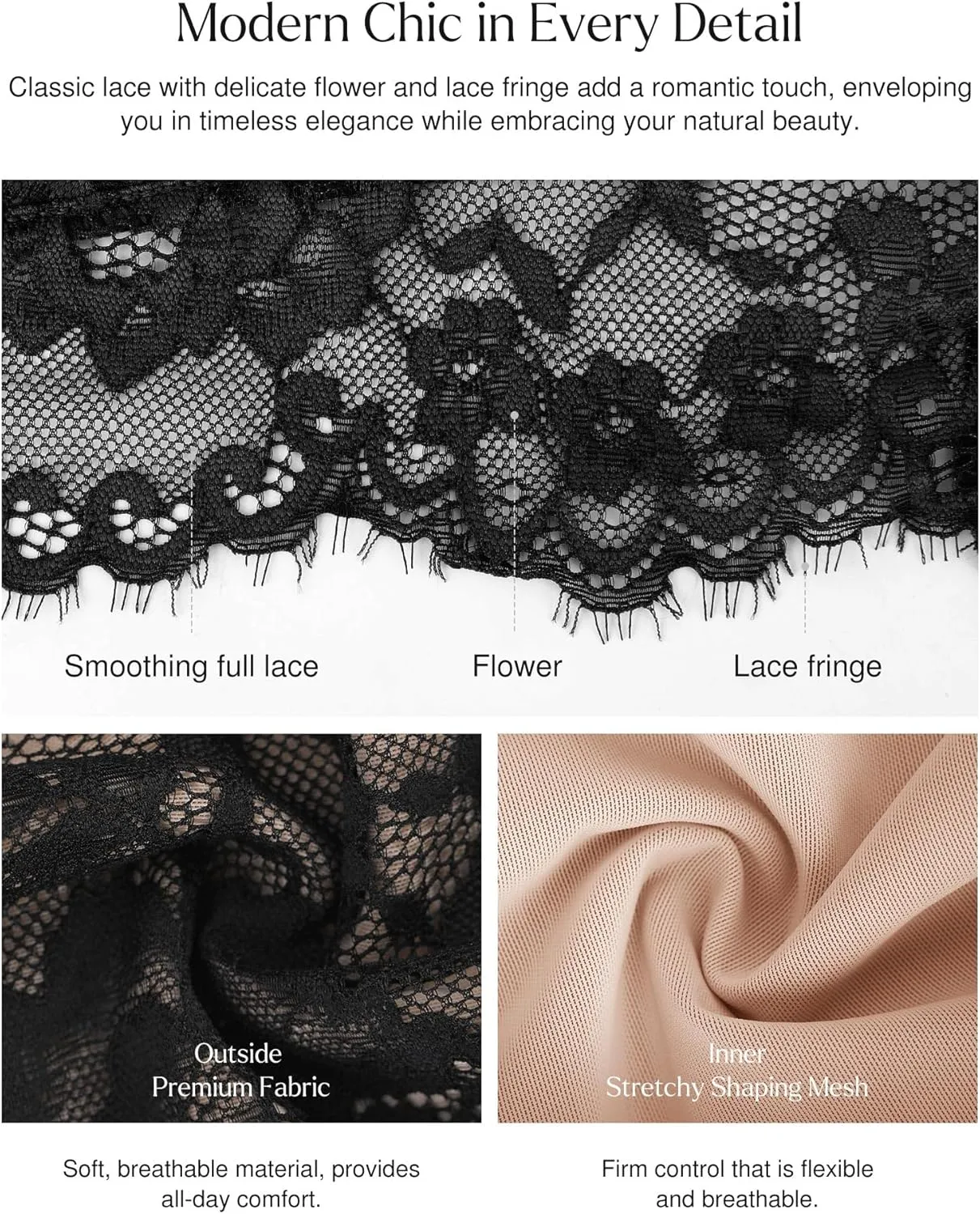 Popilush Shapewear Bodysuit V Neck Tummy Control Backless Lace Tank Tops Sleeveless Thong Bodysuit