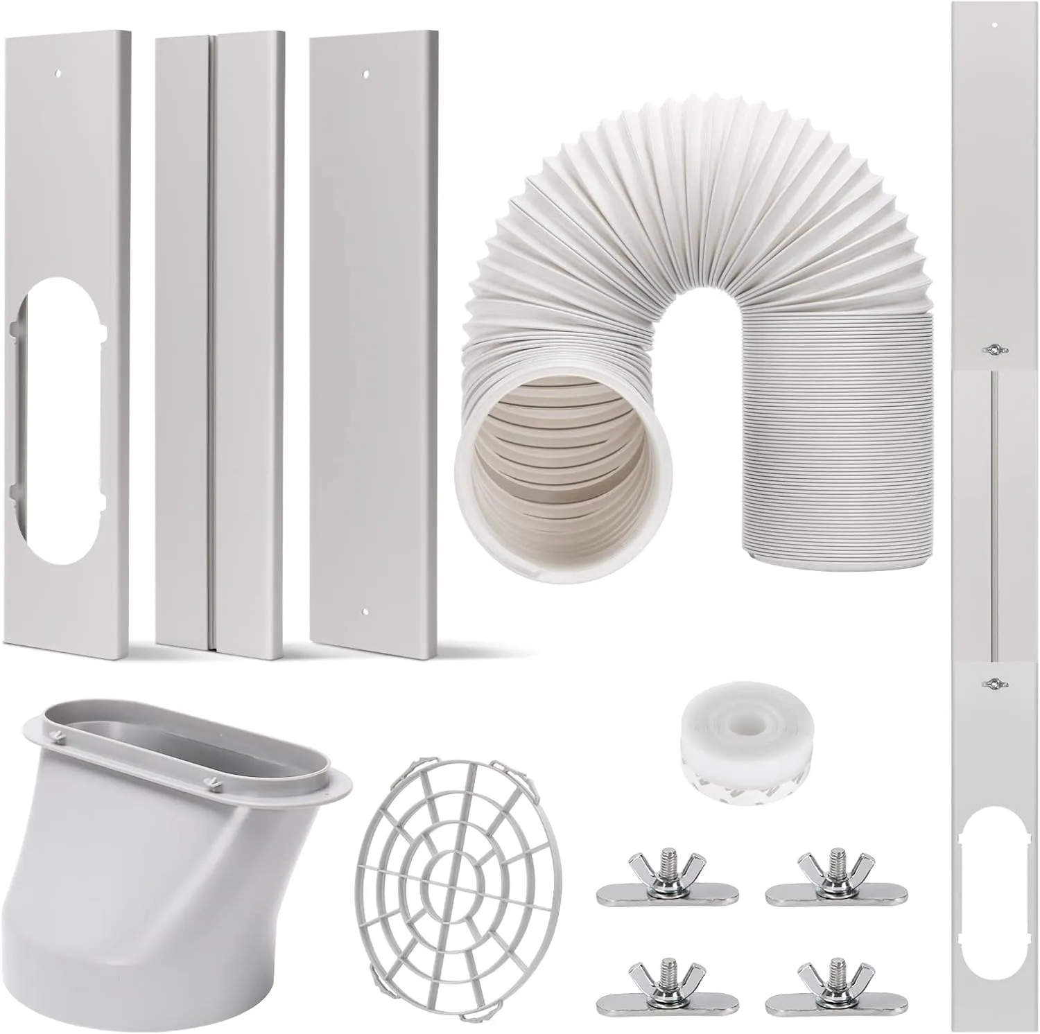 Portable AC Window Vent Kit with 5.9” Exhaust Hose Universal Window Seal Kit for Portable Air Conditioner, Adjustable Portable AC Windows Vent Kit for Sliding Horizontal and Vertical Window