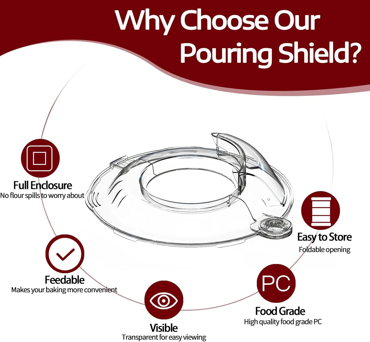 Pouring Shield for KitchenAid Tilt Head 4.5-5QT Stainless Steel (Only),Safety Pouring Shield,Splatter Guard for kitchenaid mixer bowl,Kitchen Aid Stand Mixers,kitchen aid Accessories and Attachments