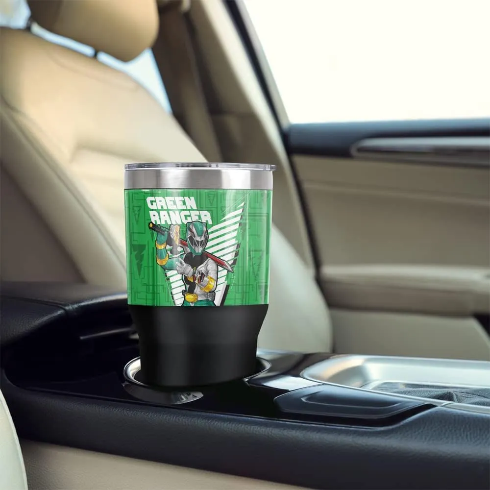 Power Rangers: Dino Fury OFFICIAL Green Ranger Character 30 oz Travel Tumbler, Stainless Steel, Vacuum Insulated with Leak Resistant Slide-Lock Lid