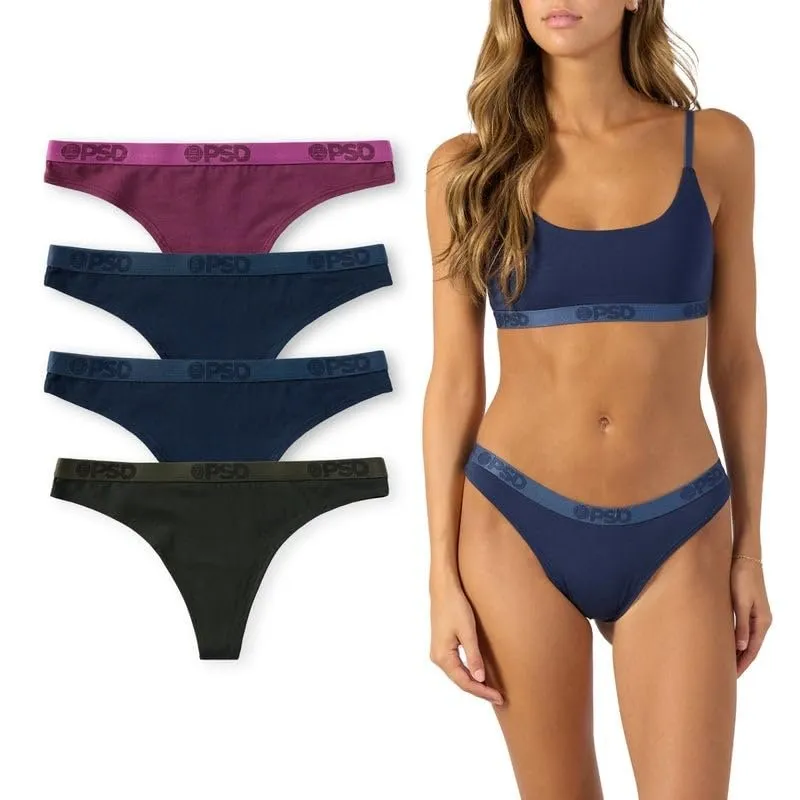 PSD Underwear Women's Modal Mood Thong 4-Pack Box