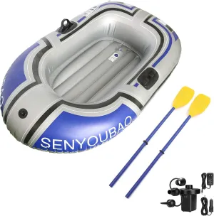 ptlsy Inflatable Boat, Swimming Pool Lake Float Raft for Adults, Portable Fishing Boat Raft for Lake with Oars Hand Pump