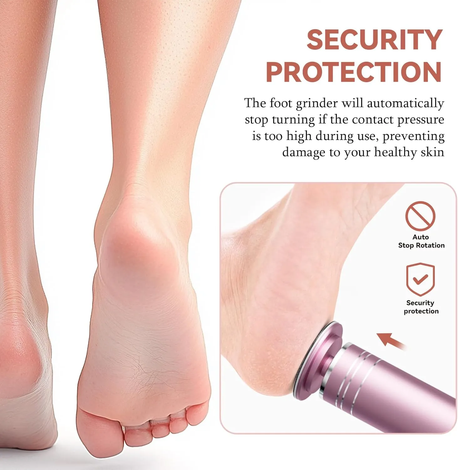 Ranrose Electric Feet Callus Remover - Foot File Electric with Speed Controller Pedicure Tools Professional for Dead Skin and Calluses, 60PCS Sandpaper Disk, Pink