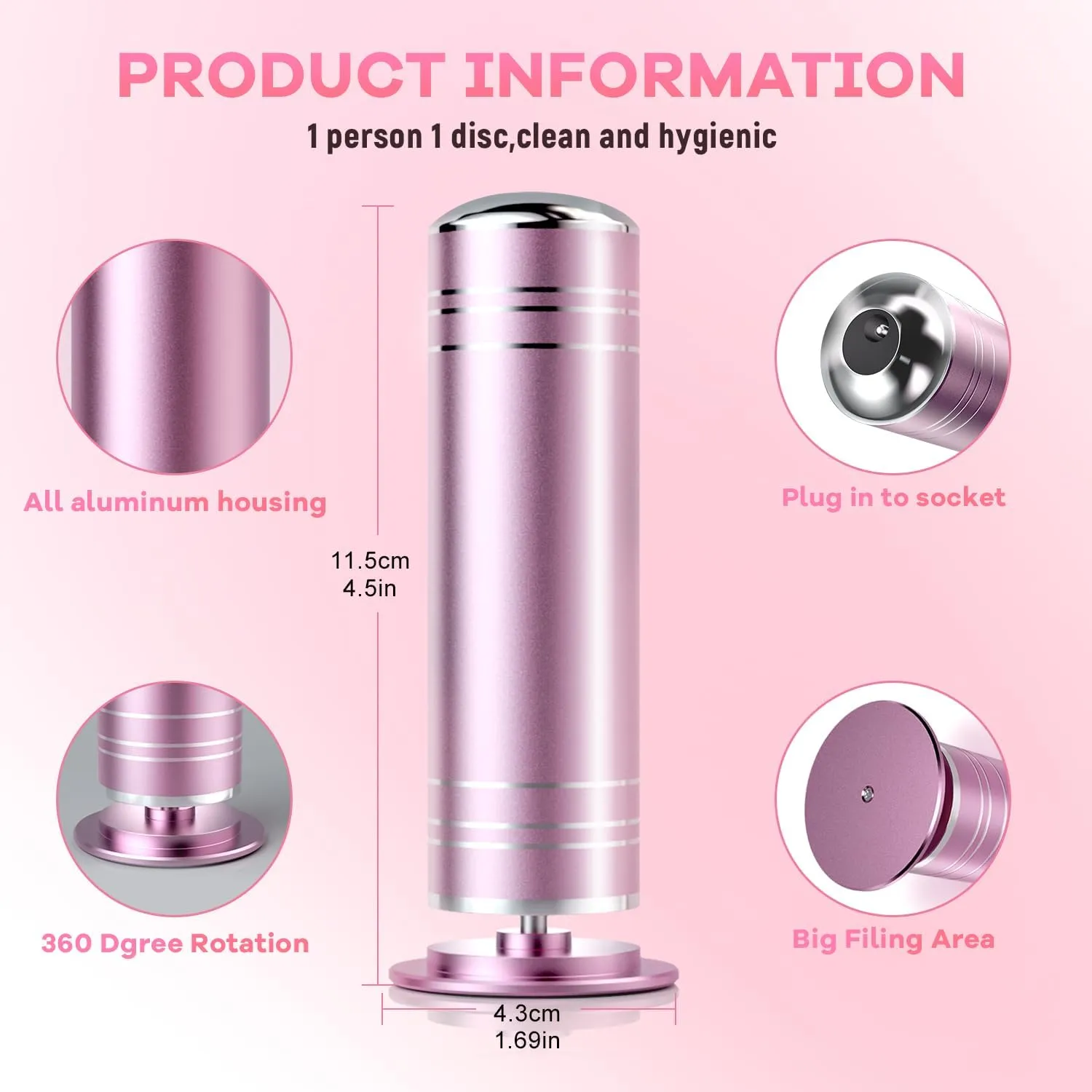Ranrose Electric Feet Callus Remover - Foot File Electric with Speed Controller Pedicure Tools Professional for Dead Skin and Calluses, 60PCS Sandpaper Disk, Pink