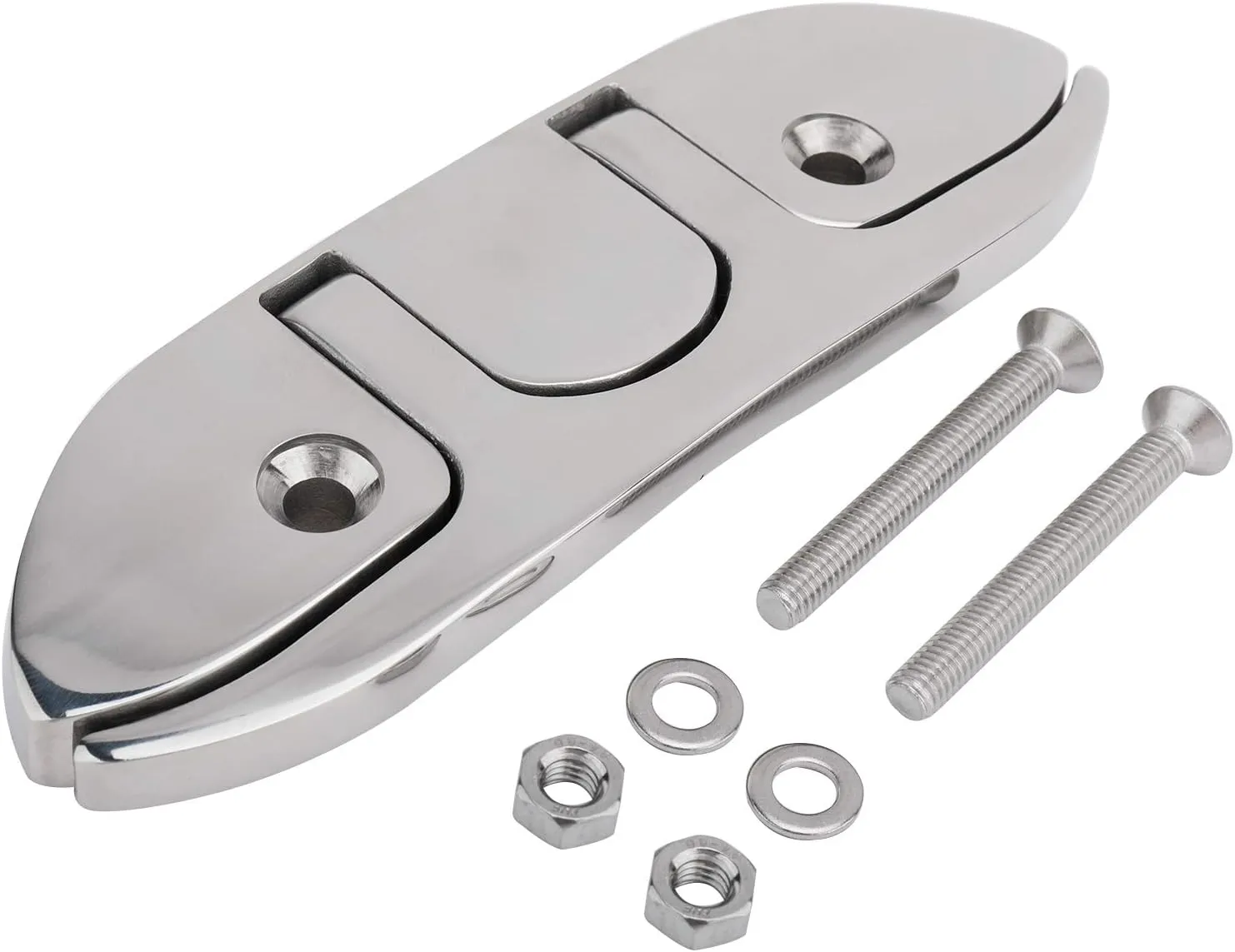 RealPlus Boat Foldable Cleat 316 Stainless Steel Flip-up Dock Cleat with Fastener, Silver