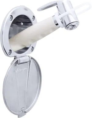 Recessed Shower- Chrome Cup with Stainless Steel Lid, Hammer-Head Warm White Sprayer, 6' White Rubber Hose - 136-0042-CW-W